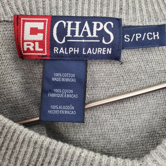 Chaps Ralph Lauren Vintage Dad Sweater Gray Cozy - Picture 5 of 6